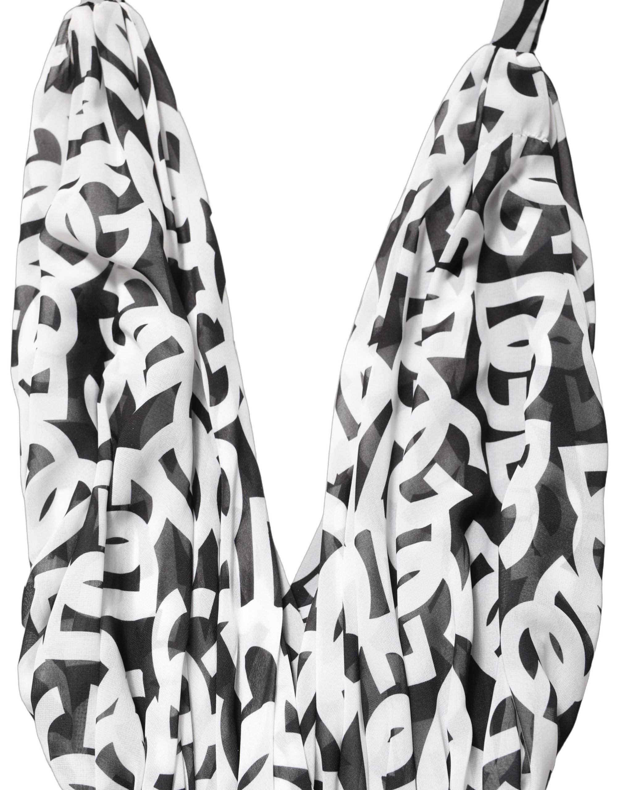 Dolce & Gabbana Black White Logo Sleeveless Floor Length Maxi Dress