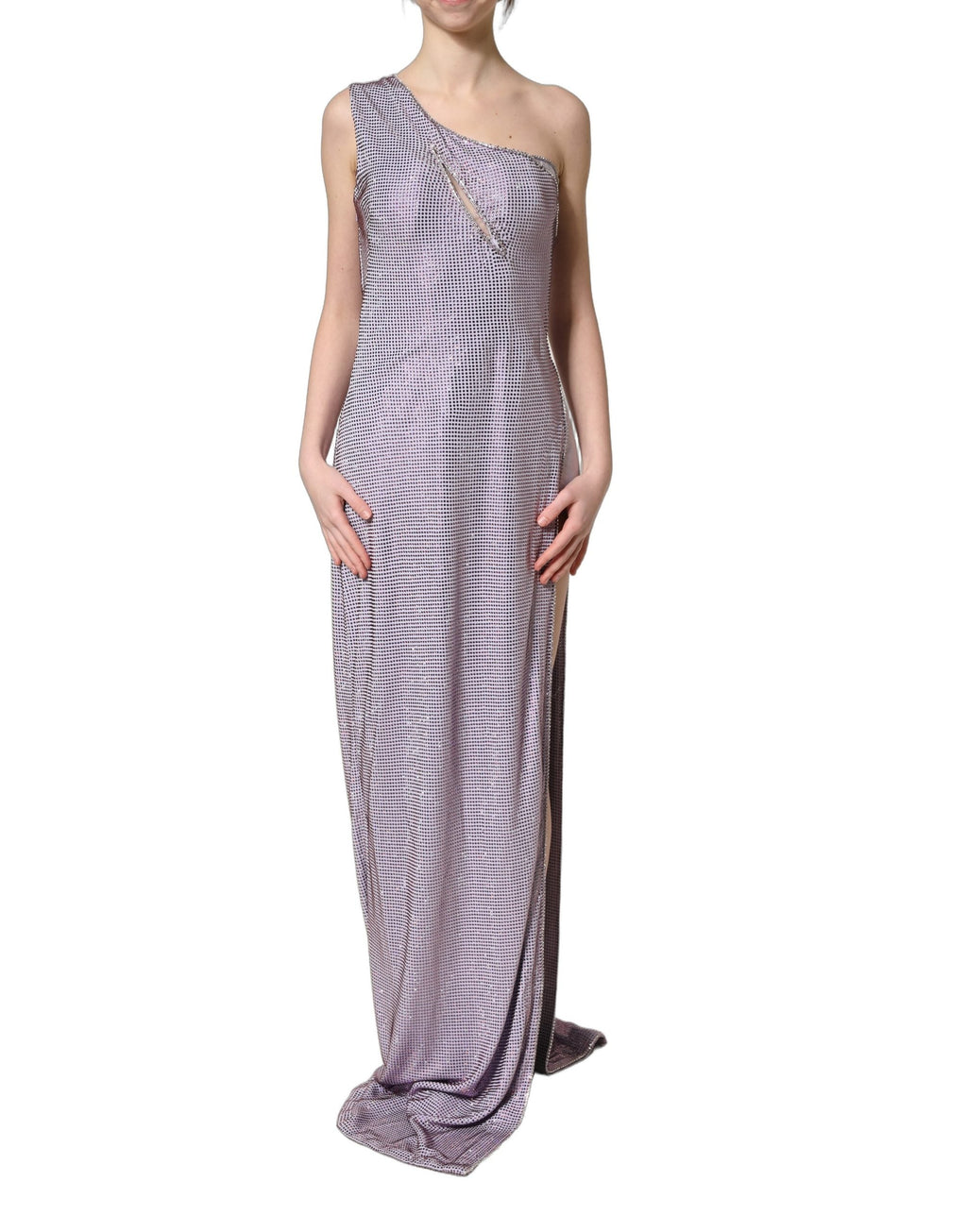 Dolce & Gabbana Purple Crystal OneShoulder EveningGown Dress