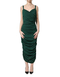 Dolce & Gabbana Green Ruched Sweetheart Bodycon Midi Dress