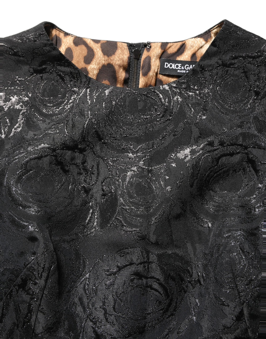 Dolce & Gabbana Black Floral Jacquard Flared A-line Dress