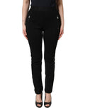 Dolce & Gabbana Black Viscose Mid Waist Skinny Trouser Pants
