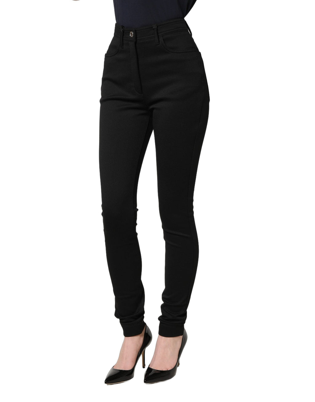 Dolce & Gabbana Black Nylon Stretch Skinny High Waist Pants