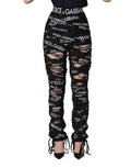 Dolce & Gabbana Black Logo Tape Cut Out Skinny High Waist Pants