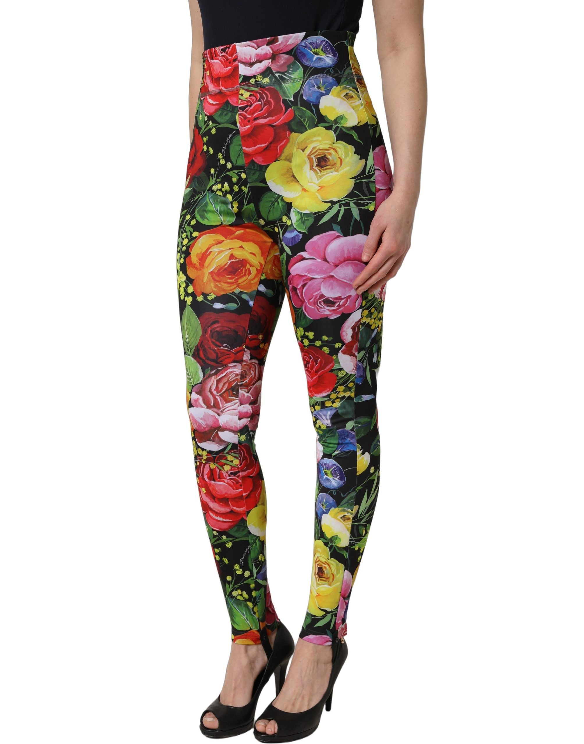 Dolce & Gabbana Multicolor Floral Stretch Jersey Leggings Pants