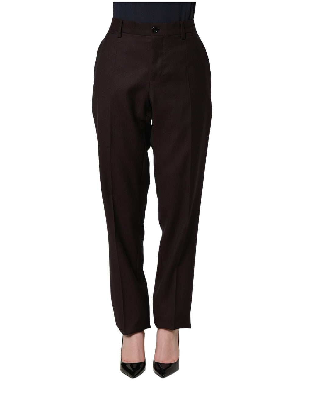 Dolce & Gabbana Brown Straight Leg Dress Silk Trousers Pants