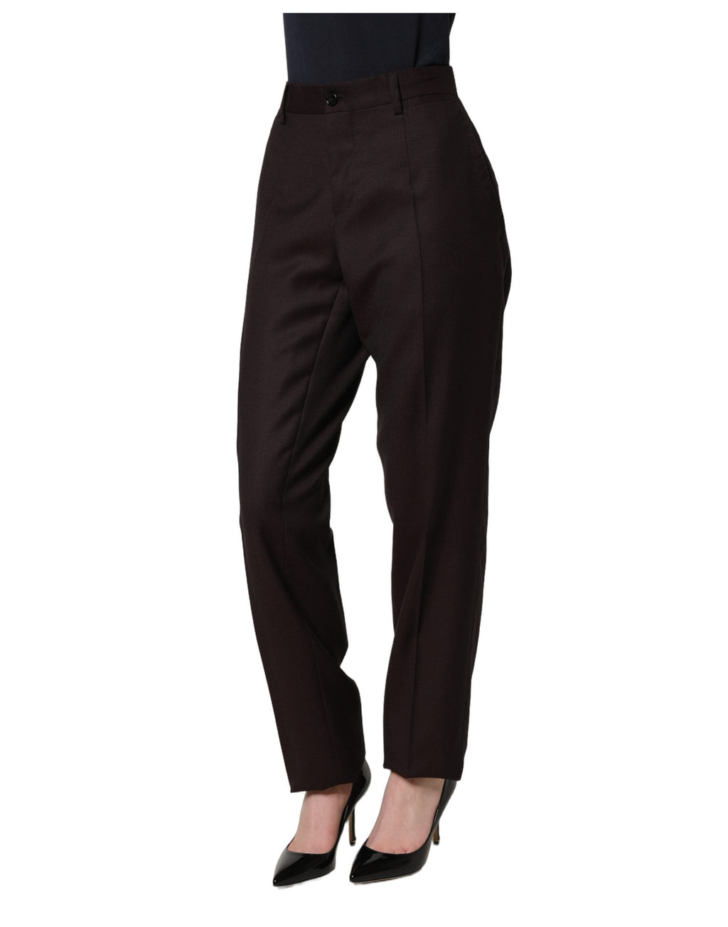 Dolce & Gabbana Brown Straight Leg Dress Silk Trousers Pants