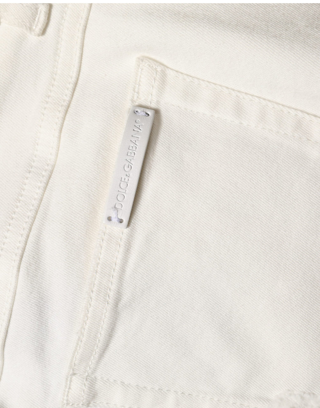 Dolce & Gabbana White Tattered Skinny Cotton Denim Jeans