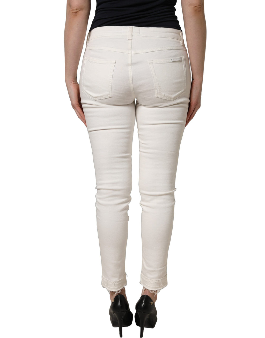 Dolce & Gabbana White Tattered Skinny Cotton Denim Jeans