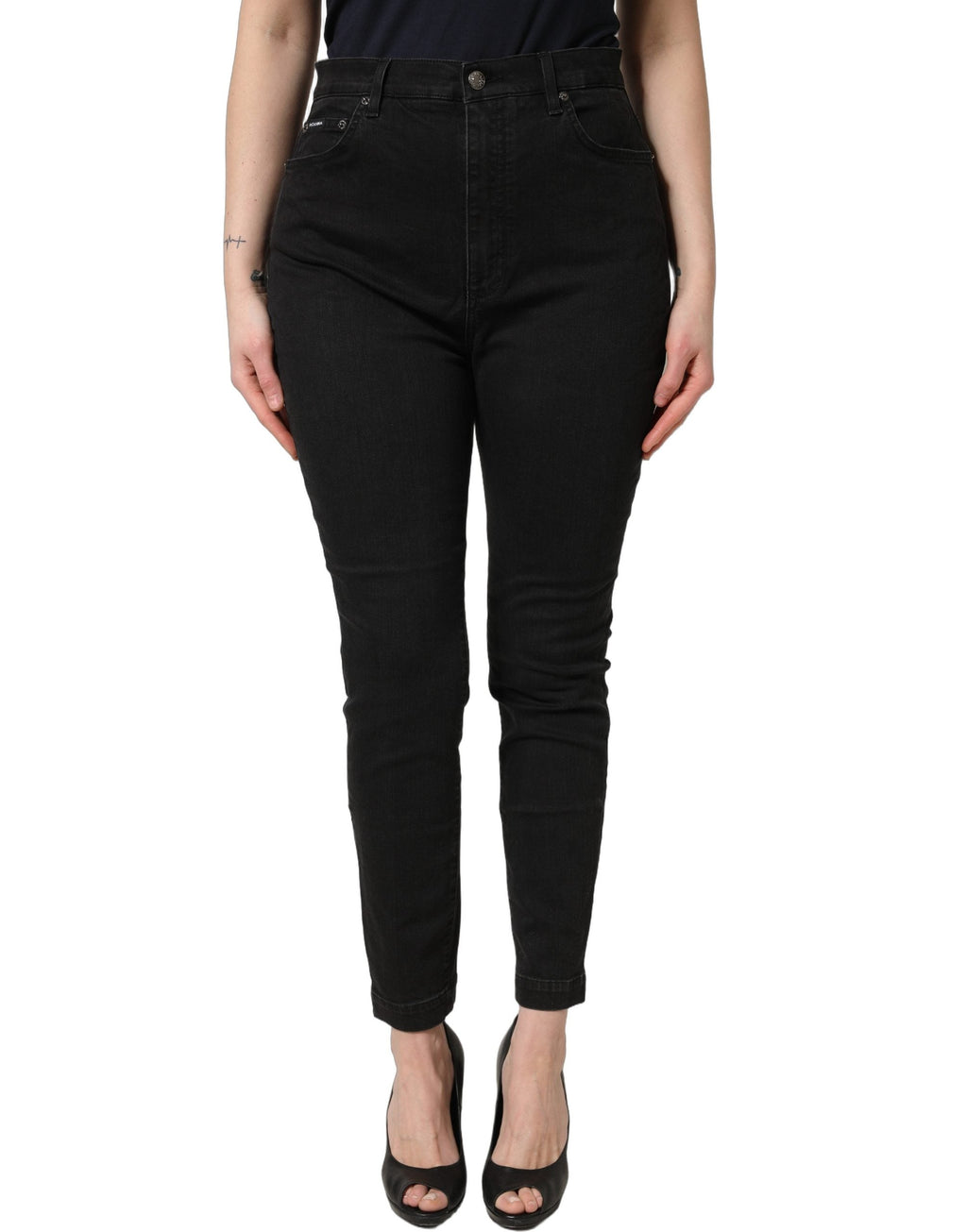 Dolce & Gabbana Black Skinny Cotton High Waist Denim Jeans