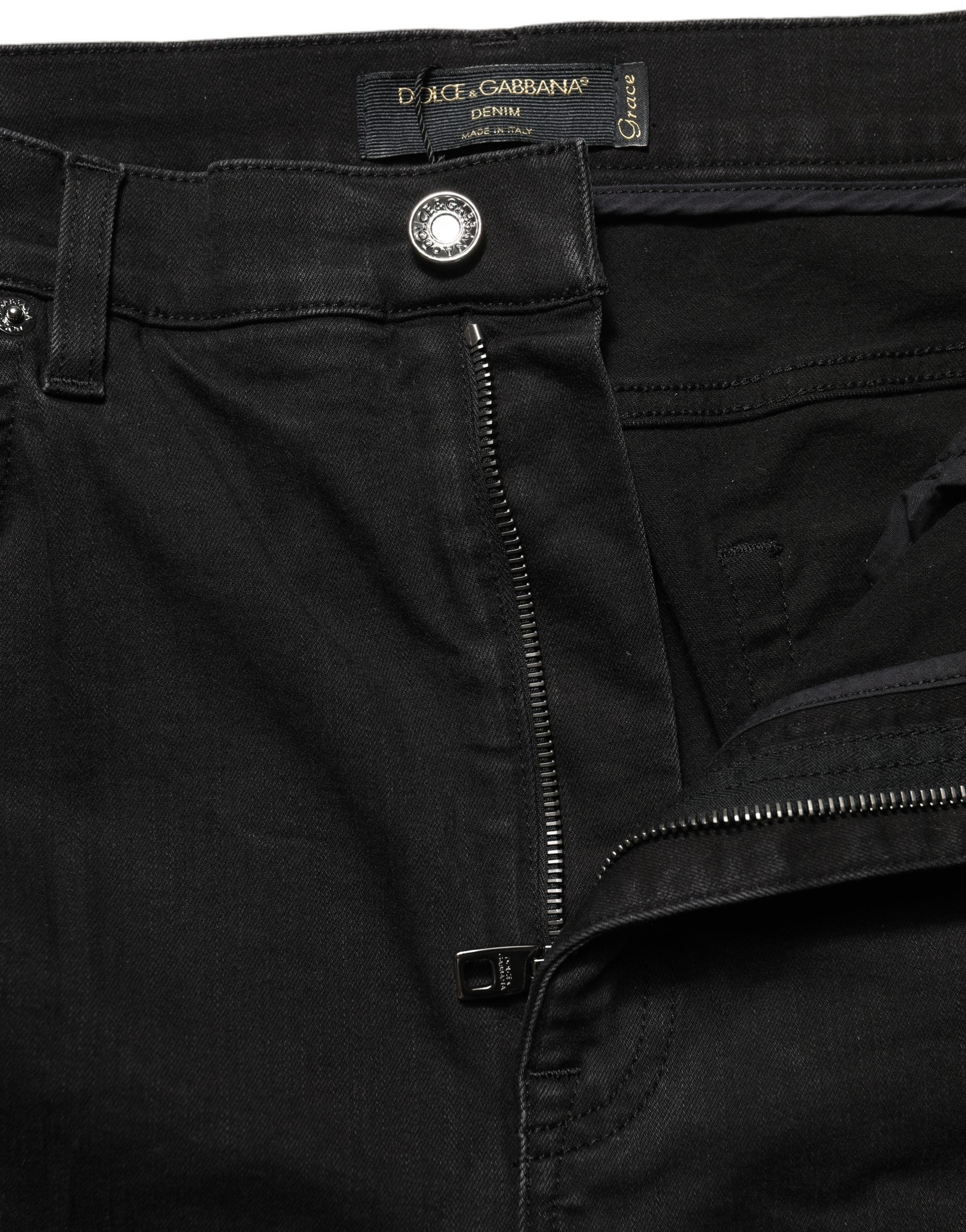 Dolce & Gabbana Black Skinny Cotton High Waist Denim Jeans