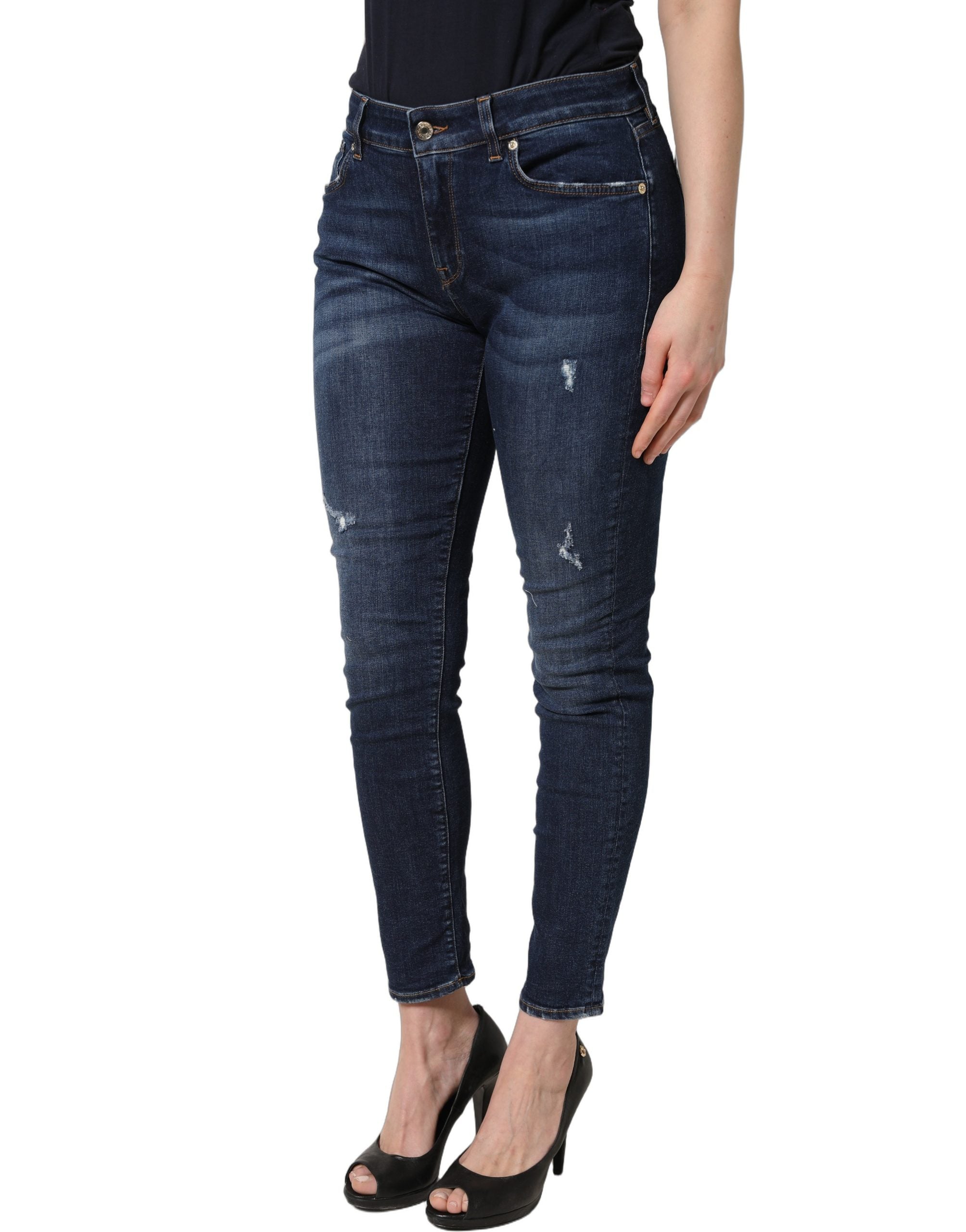 Dolce & Gabbana Blue Distressed Skinny Cotton Denim Jeans