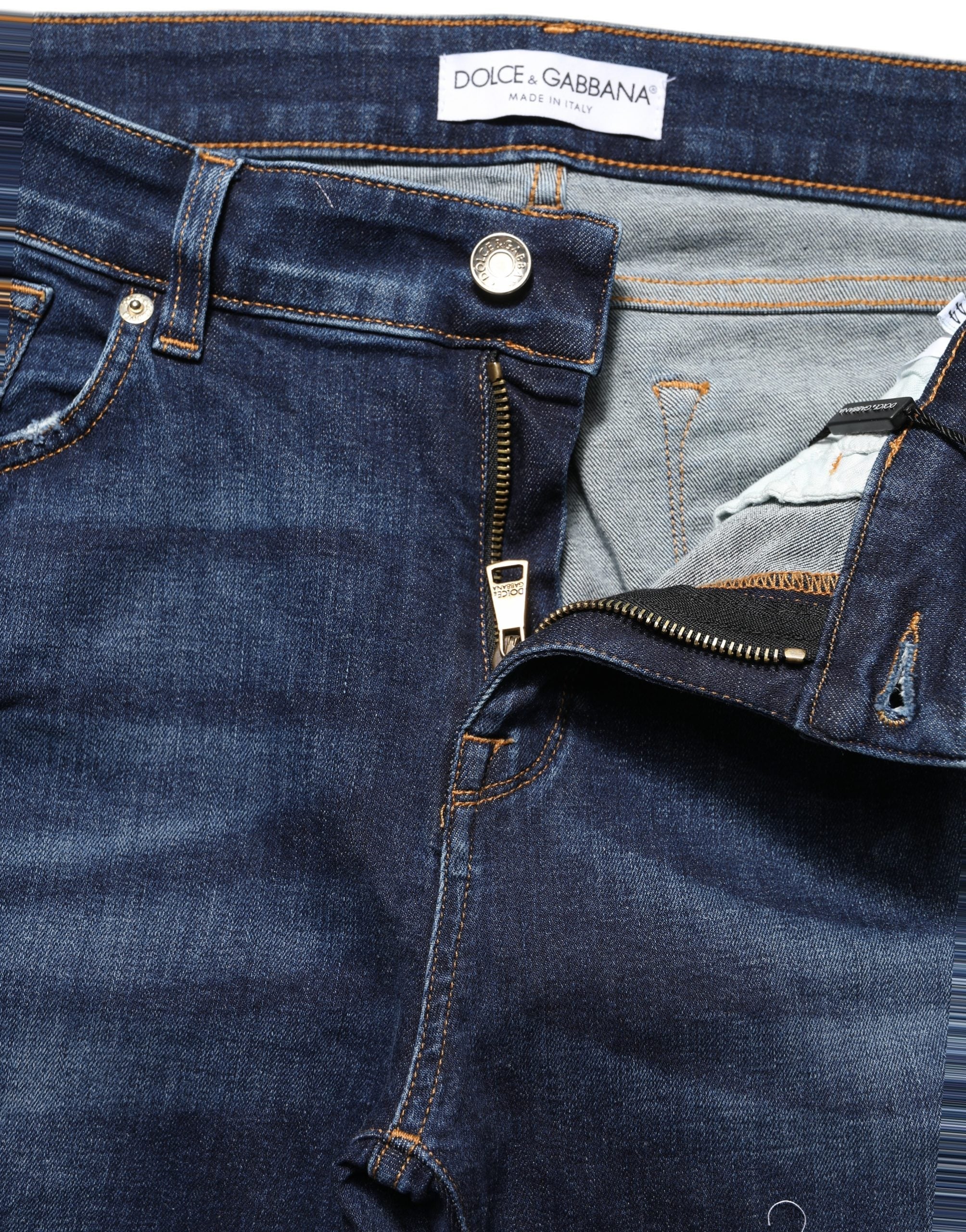 Dolce & Gabbana Blue Distressed Skinny Cotton Denim Jeans