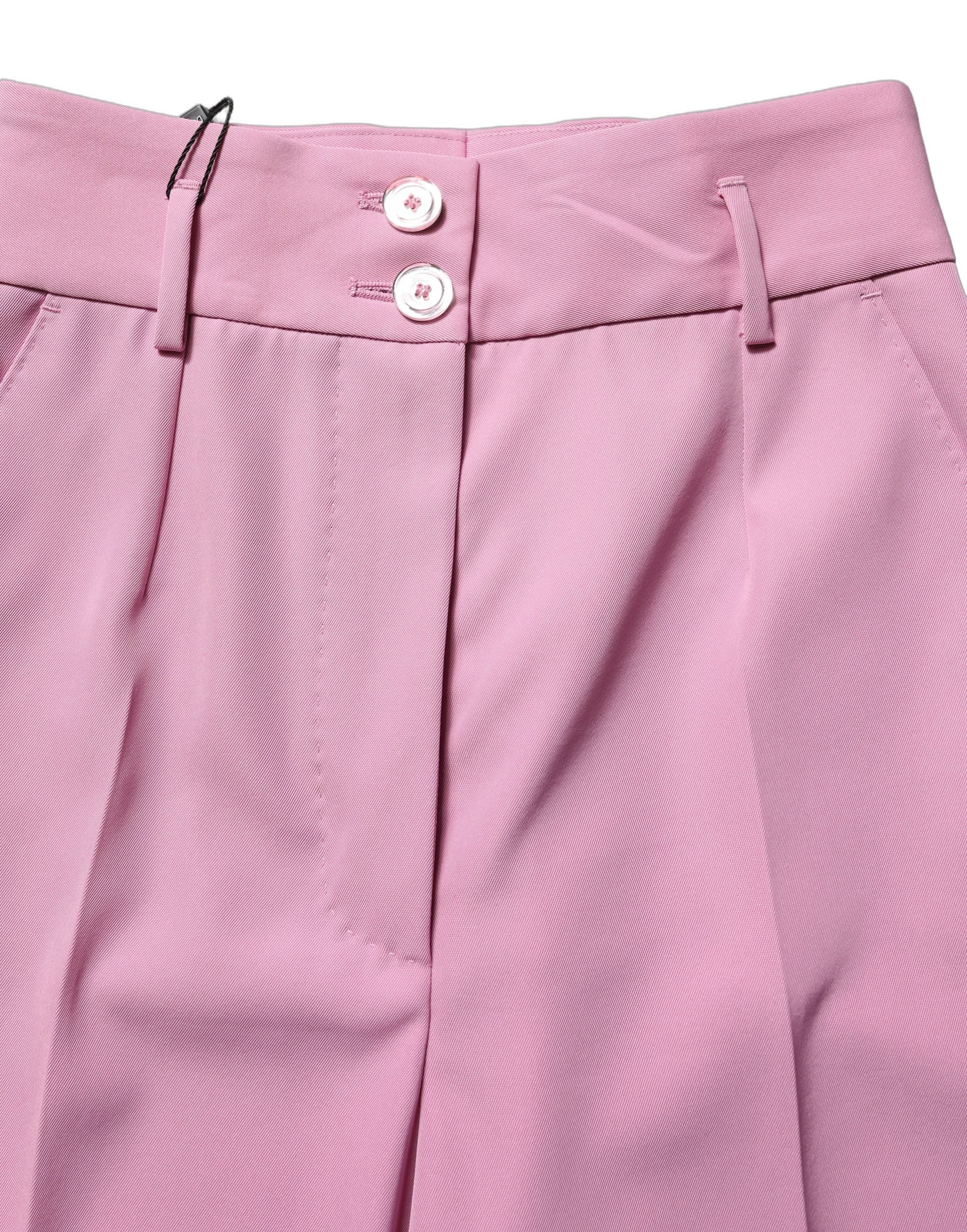 Dolce & Gabbana Pink High Waisted Polyester Trouser Pants