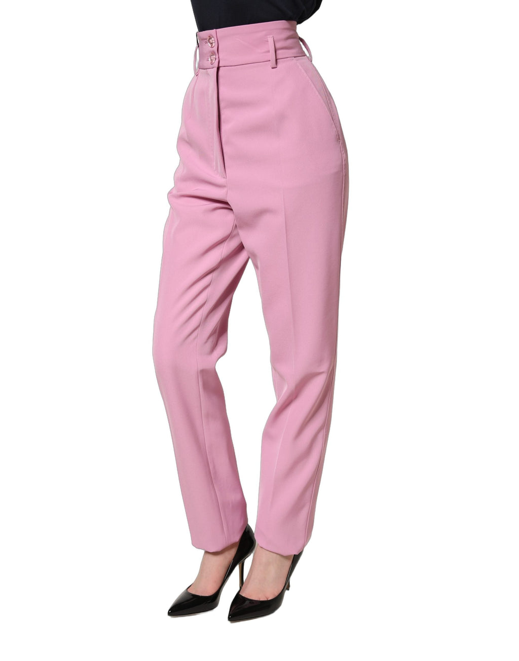 Dolce & Gabbana Pink High Waisted Polyester Trouser Pants