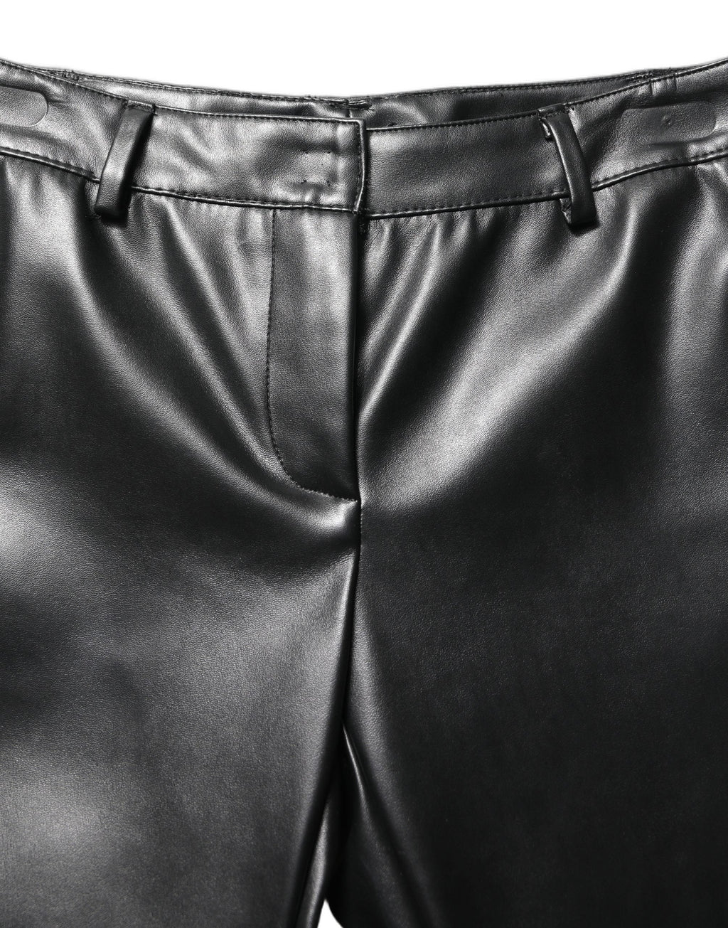 Dolce & Gabbana Black PU Leather High Waisted Trouser Pants
