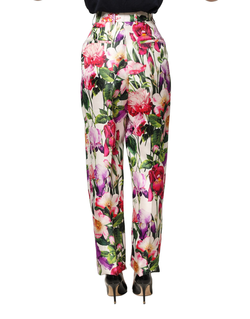 Dolce & Gabbana Multicolor Floral Print Tapered Trouser Pants