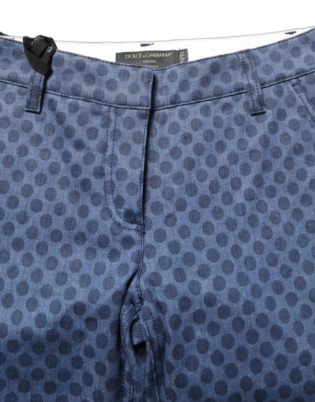 Dolce & Gabbana Blue Polka Dotted Slim Fit Capri Denim Jeans