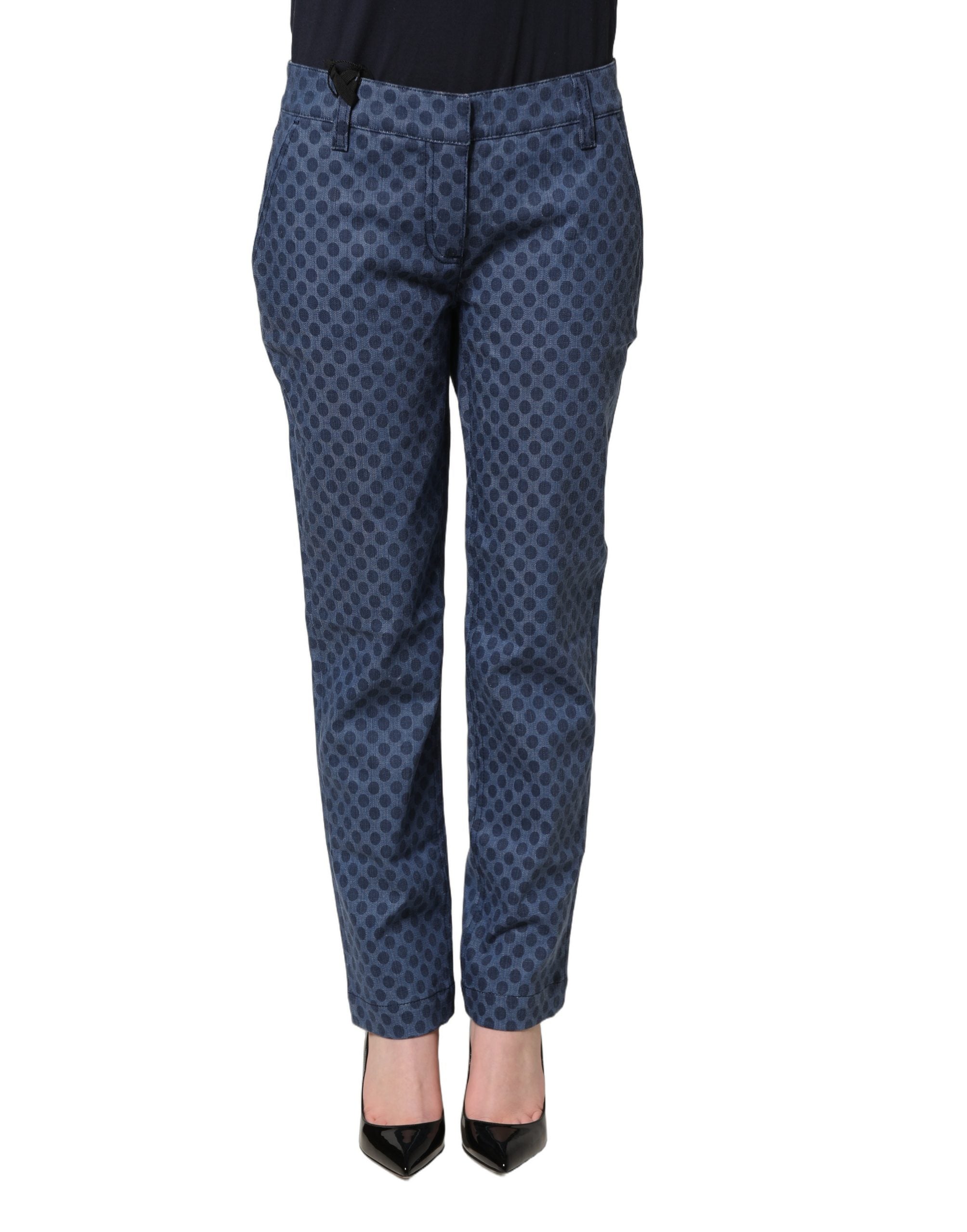 Dolce & Gabbana Blue Polka Dotted Slim Fit Capri Denim Jeans