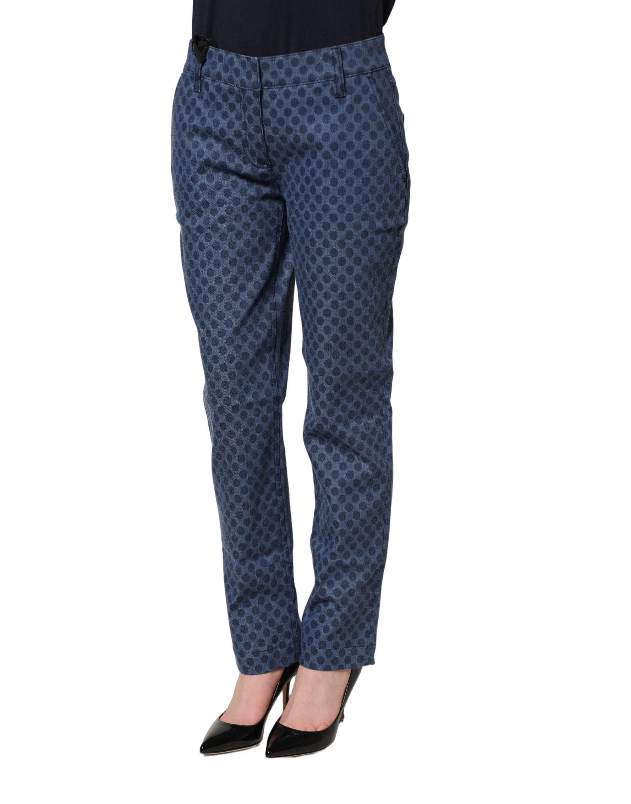Dolce & Gabbana Blue Polka Dotted Slim Fit Capri Denim Jeans