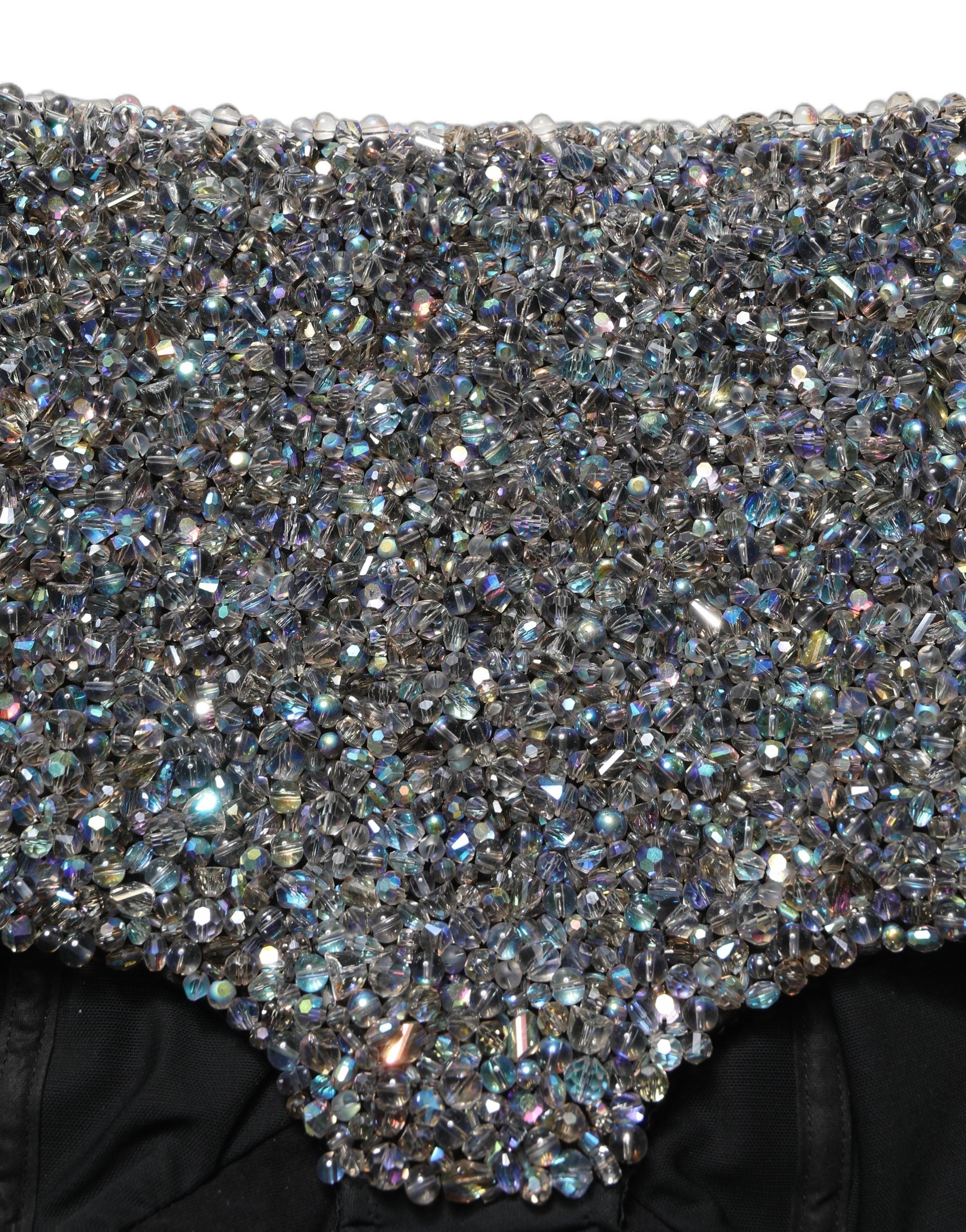 Dolce & Gabbana Black Rhinestone High Waist Hotpants Shorts