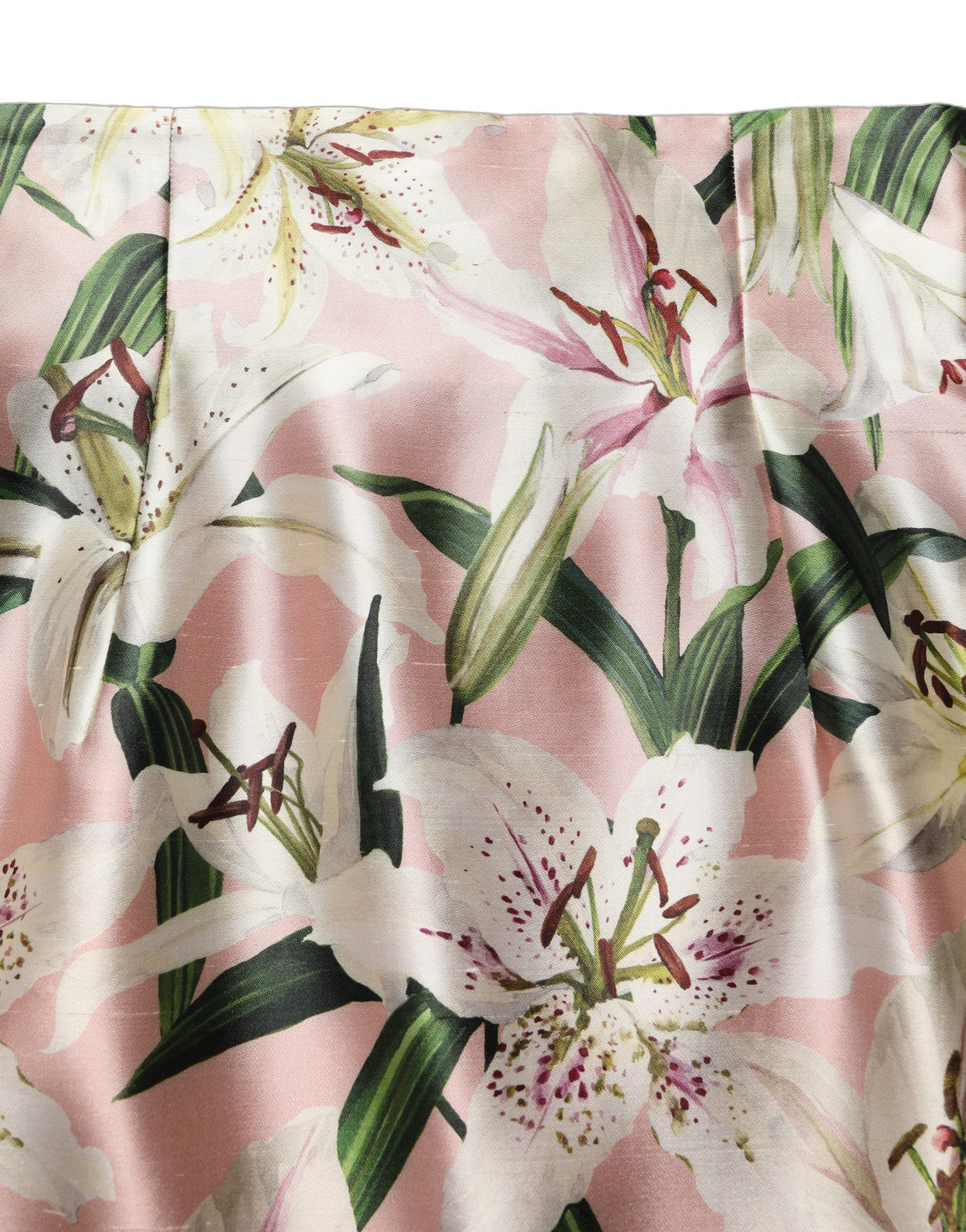 Dolce & Gabbana Pink Lilium High Waist Knee Length Skirt