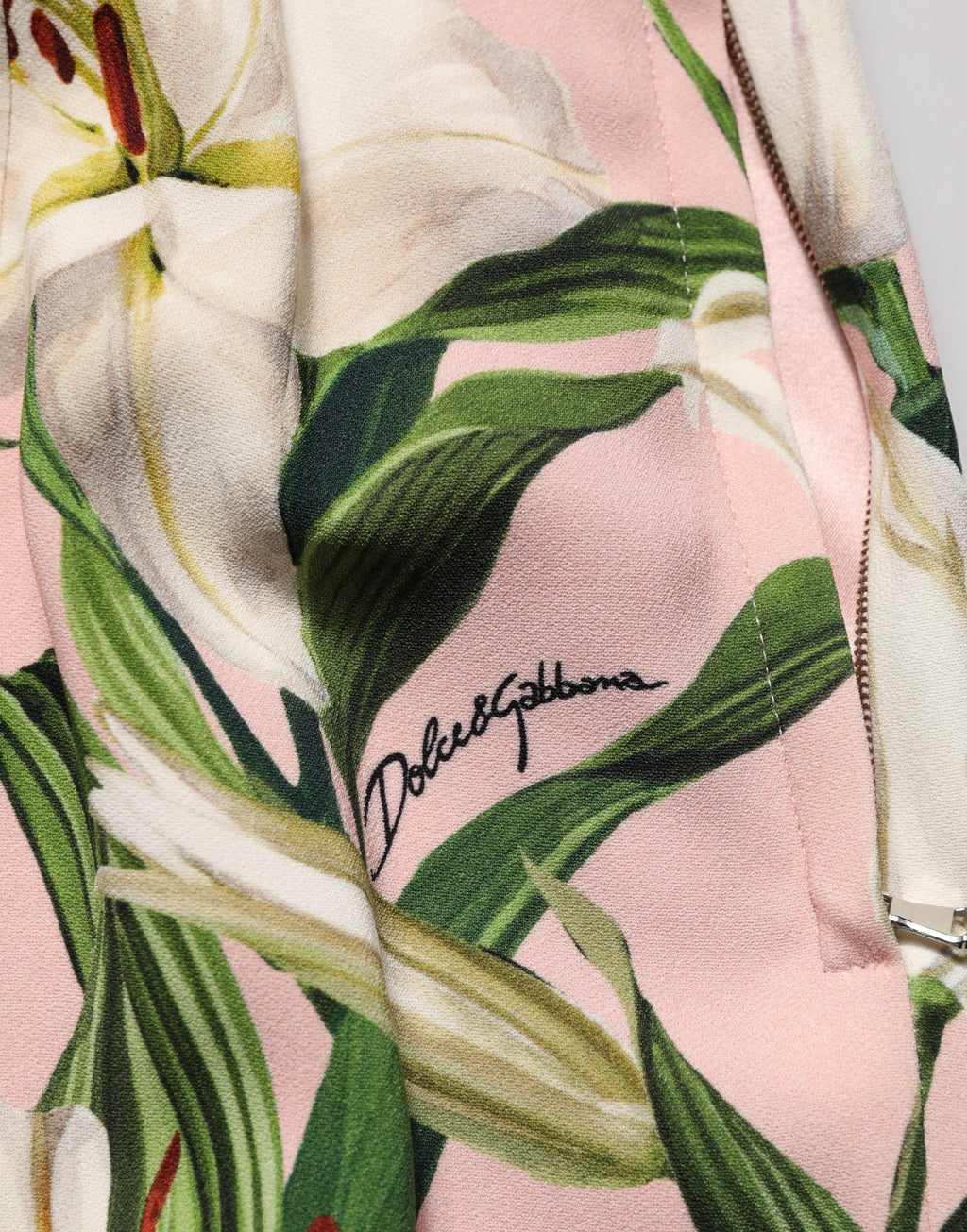 Dolce & Gabbana Pink Lilium Print High Waist Pencil Skirt