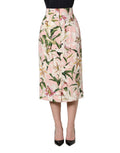 Dolce & Gabbana Pink Lilium Print High Waist Pencil Skirt