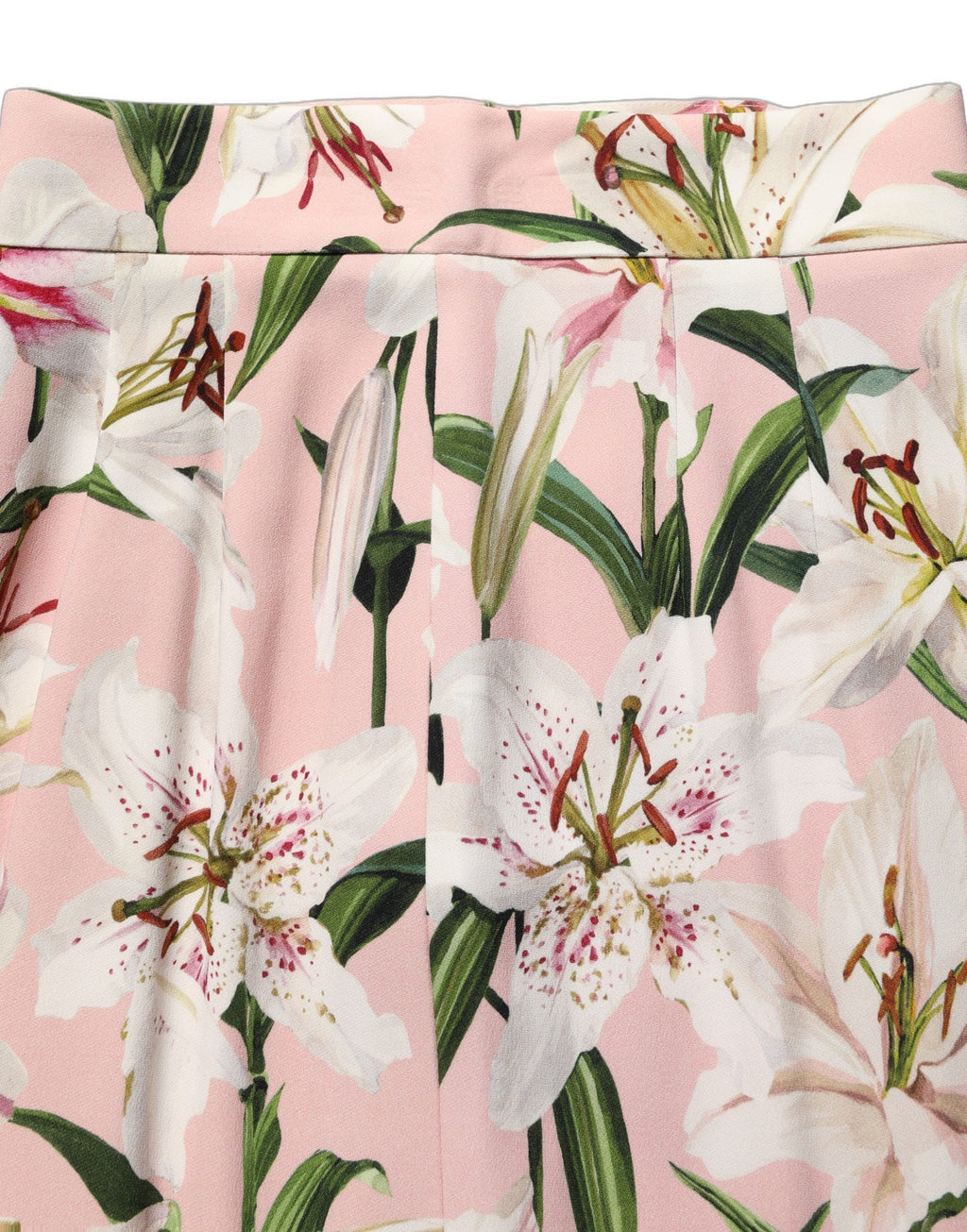 Dolce & Gabbana Pink Lilium Print High Waist Pencil Skirt