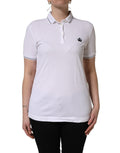 Dolce & Gabbana White Crown Cotton Short Sleeves Polo Top
