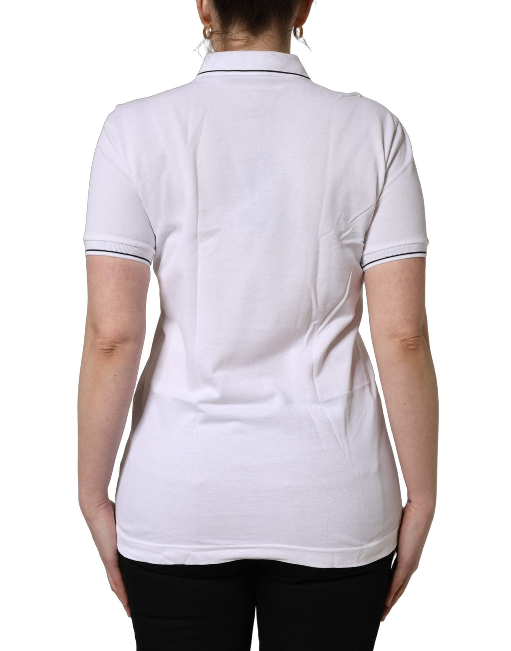 Dolce & Gabbana White Crown Cotton Short Sleeves Polo Top