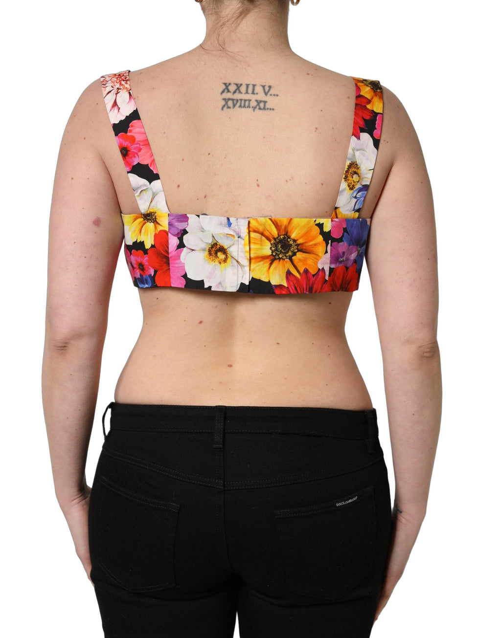 Dolce & Gabbana Multicolor Floral Cropped Bustier Tank Top