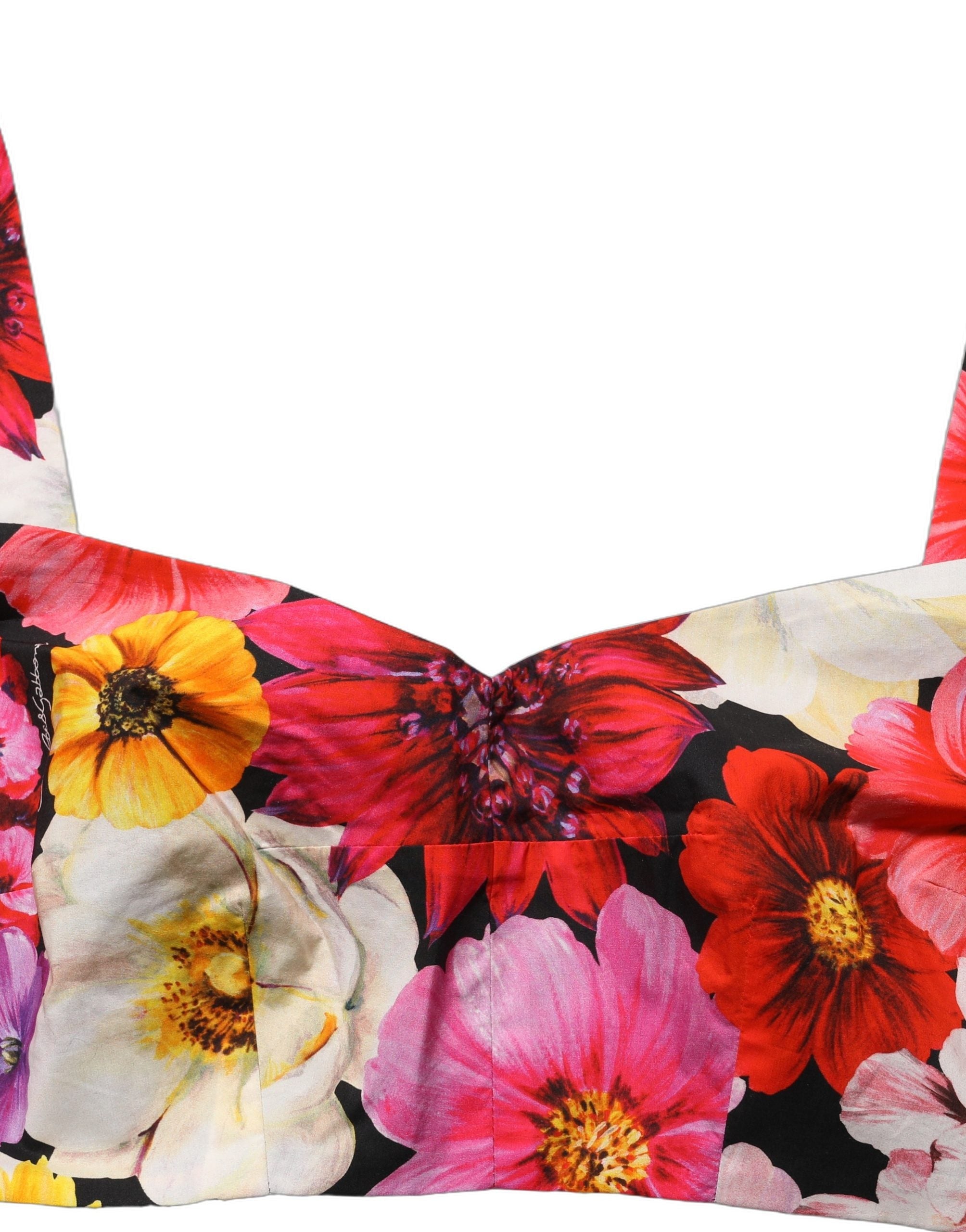 Dolce & Gabbana Multicolor Floral Cropped Bustier Tank Top