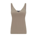 Brunello Cucinelli Beige Cotton Sleeveles T-Shirt