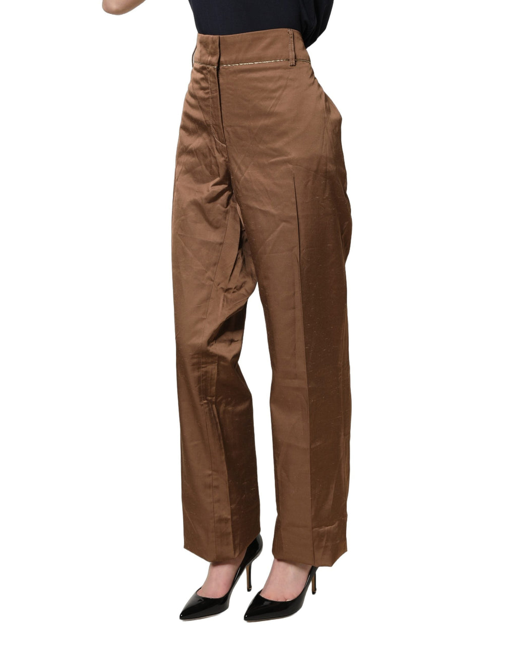 Cavalli Class Brown High Waist Flared Trouser Pants