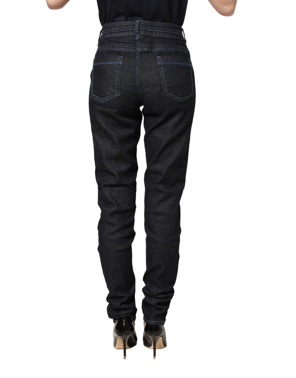 Acht Black Cotton Stretch HighWaist Skinny Denim Trouser Jeans