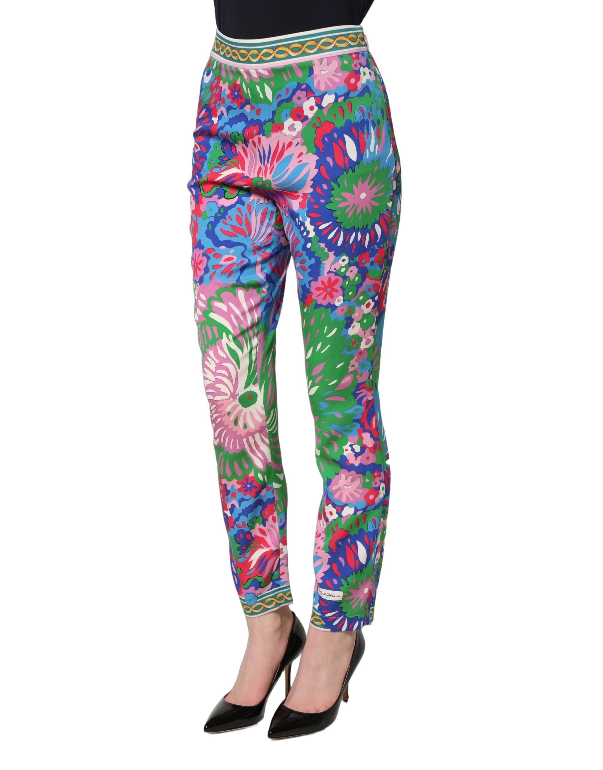 Dolce & Gabbana Multicolor Floral Stretch Jersey Leggings Pants