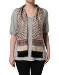 Dolce & Gabbana Gray Cotton V-neck Owl Silk Scarf Top T-shirt