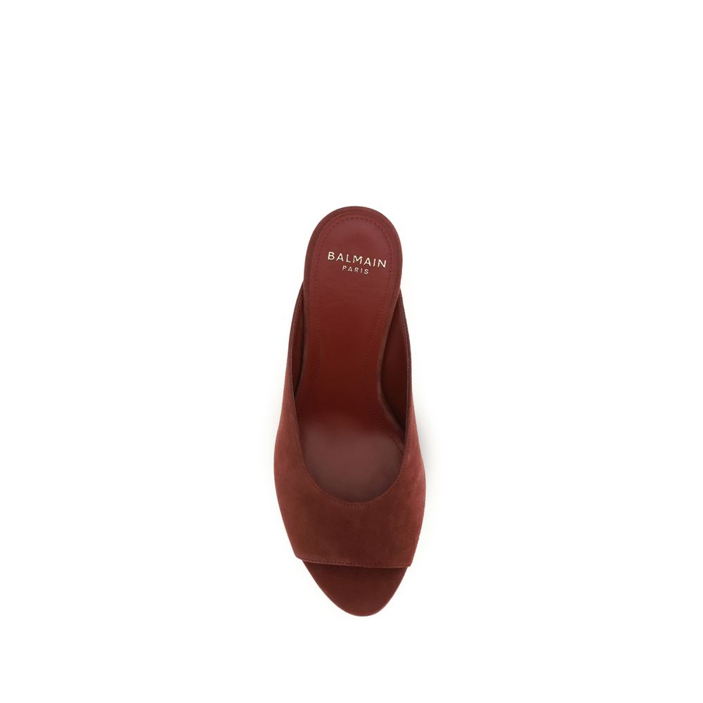 Balmain Bordeaux Goatskin Mules
