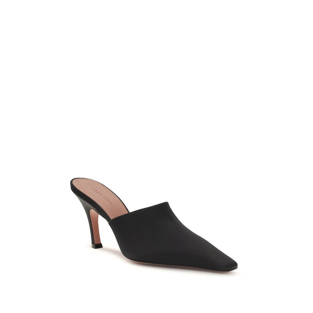 Amina Muaddi Black Silk Sandals