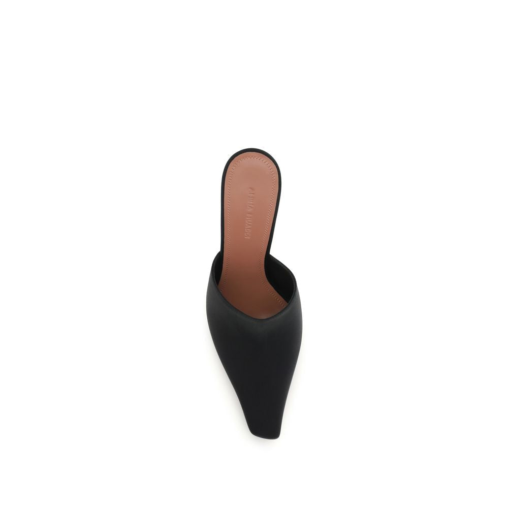 Amina Muaddi Black Silk Sandals