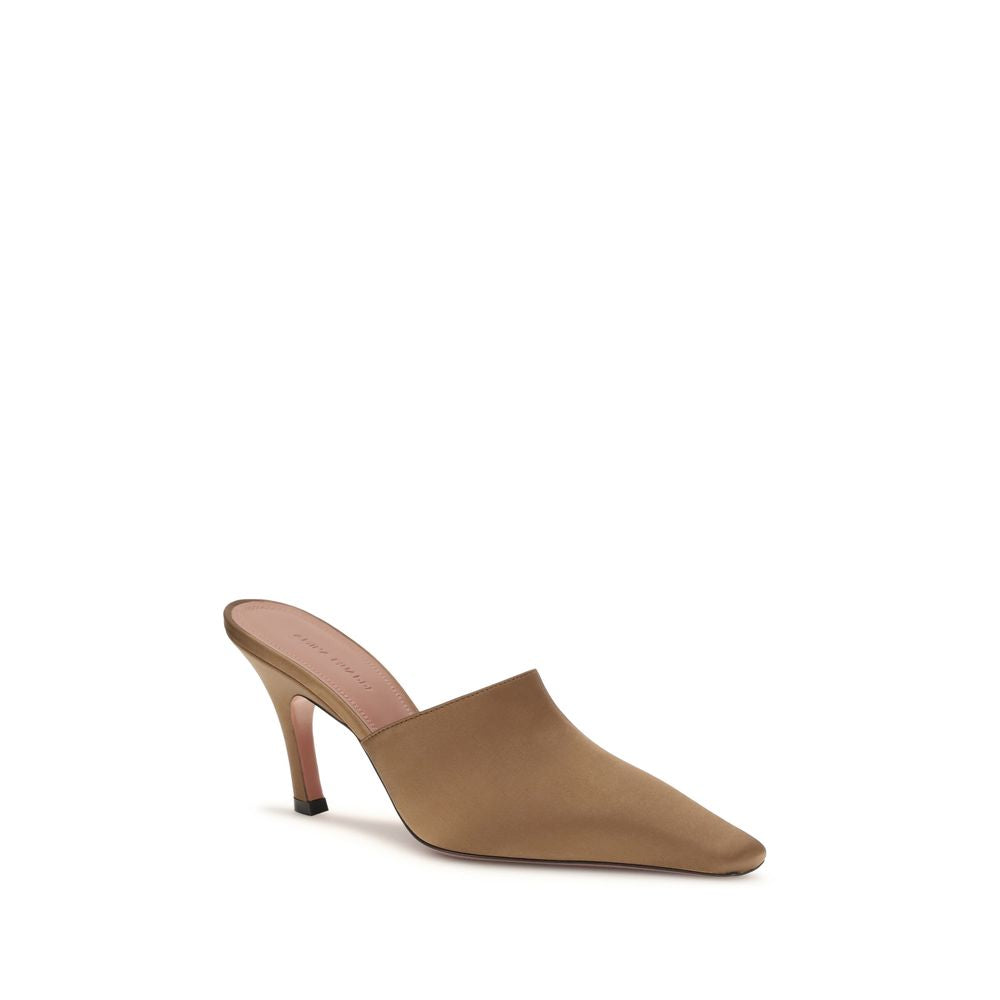 Amina Muaddi Brown Silk Sandals