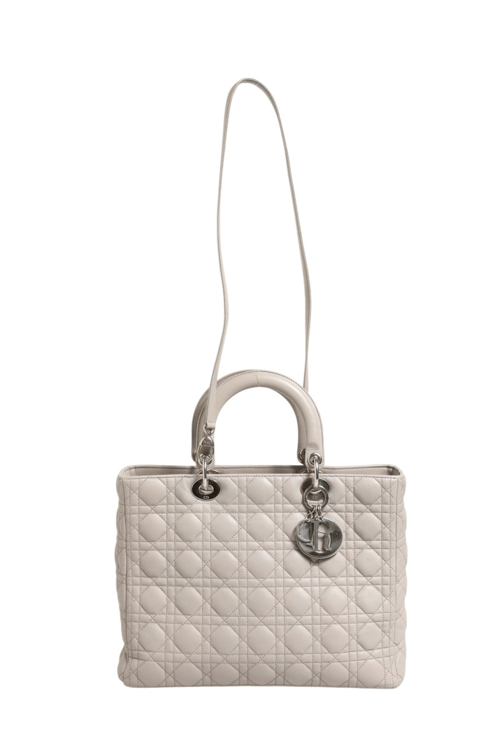 Christian Dior Lady Dior Large Grey Cannage Lambskin Bag