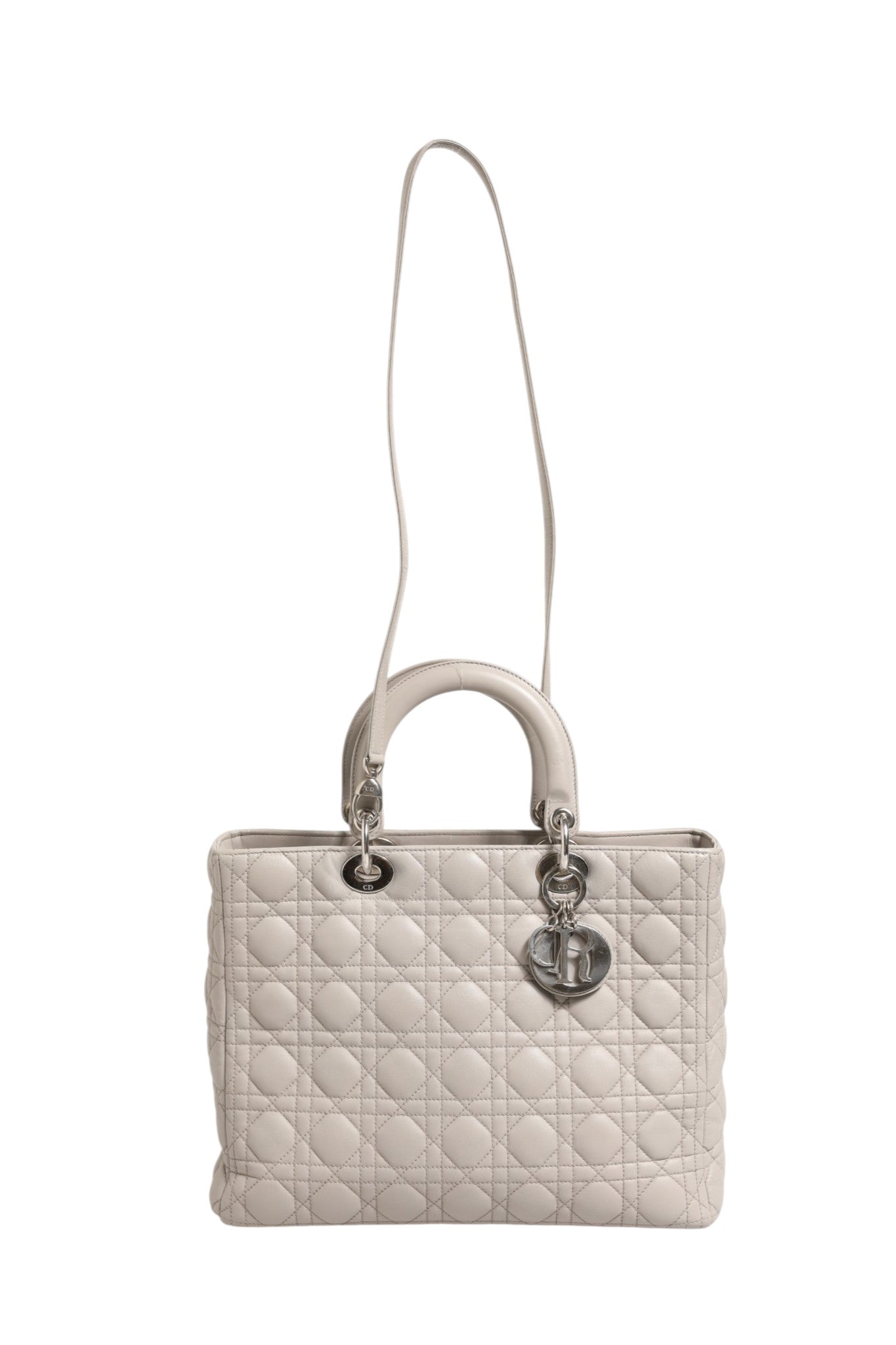 Christian Dior Lady Dior Large Grey Cannage Lambskin Bag