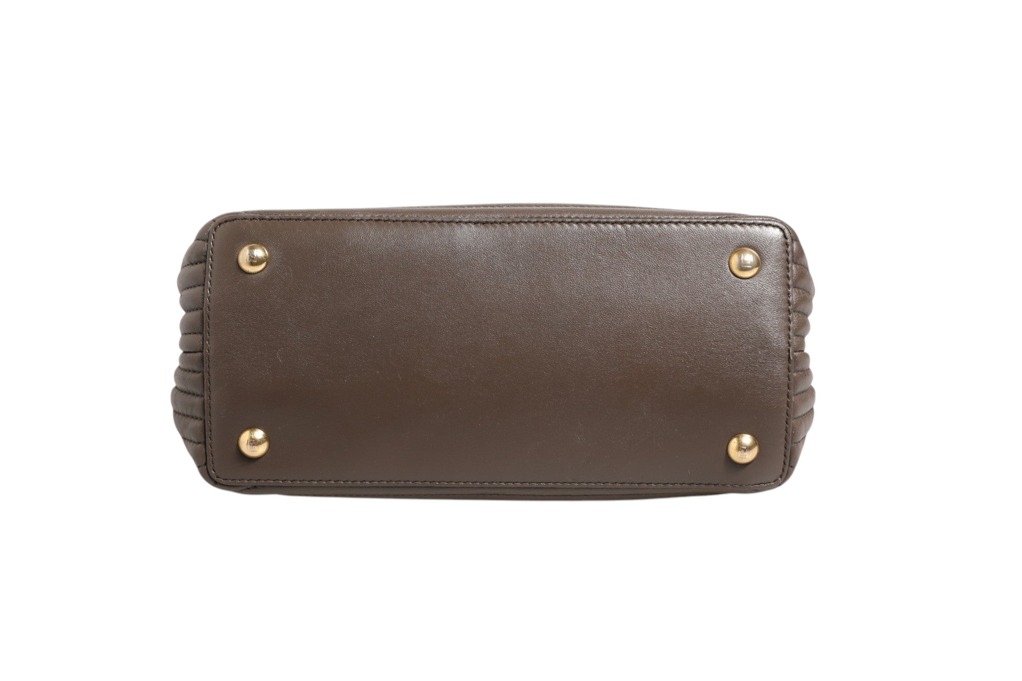 Fendi Brown Quilted Lambskin Leather Dotcom Click Small Shoulder Bag