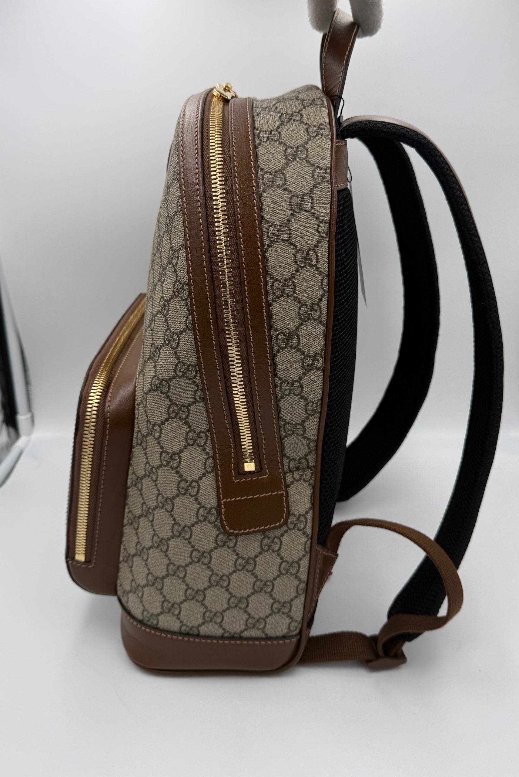 Gucci GG Supreme and Leather Backpack