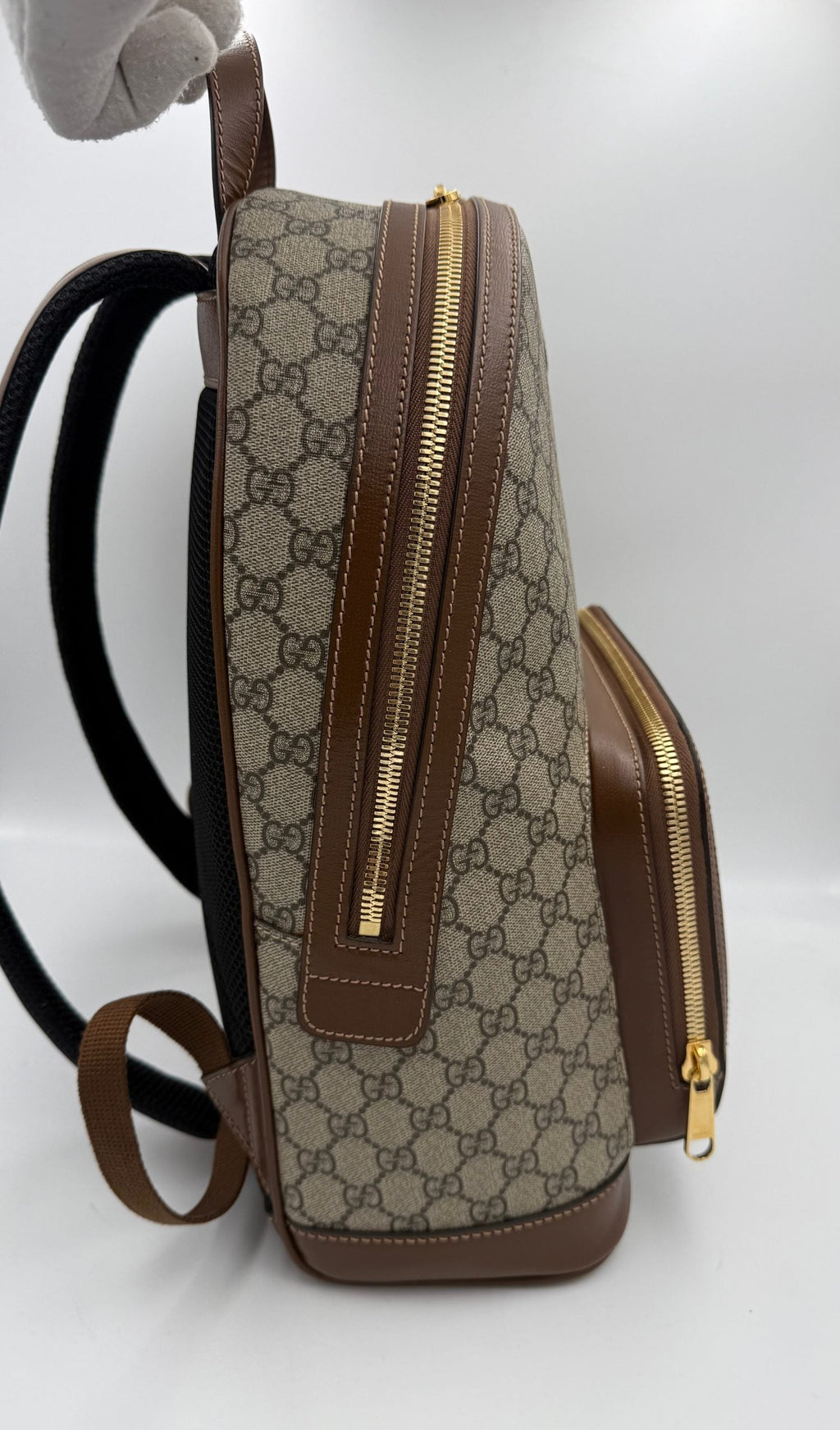 Gucci GG Supreme and Leather Backpack