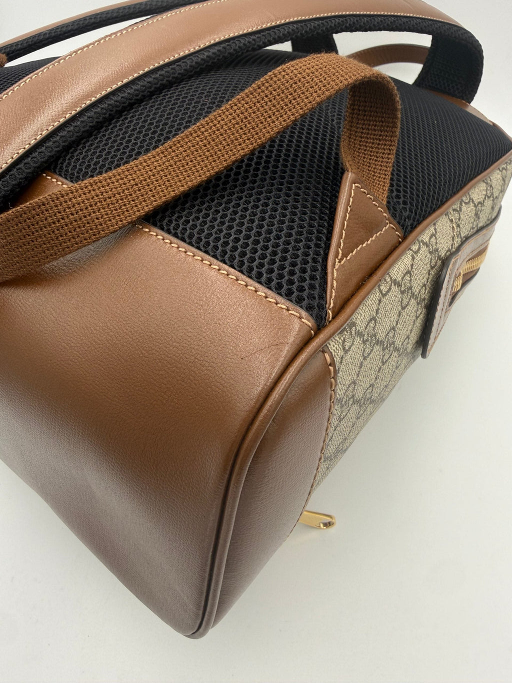 Gucci GG Supreme and Leather Backpack