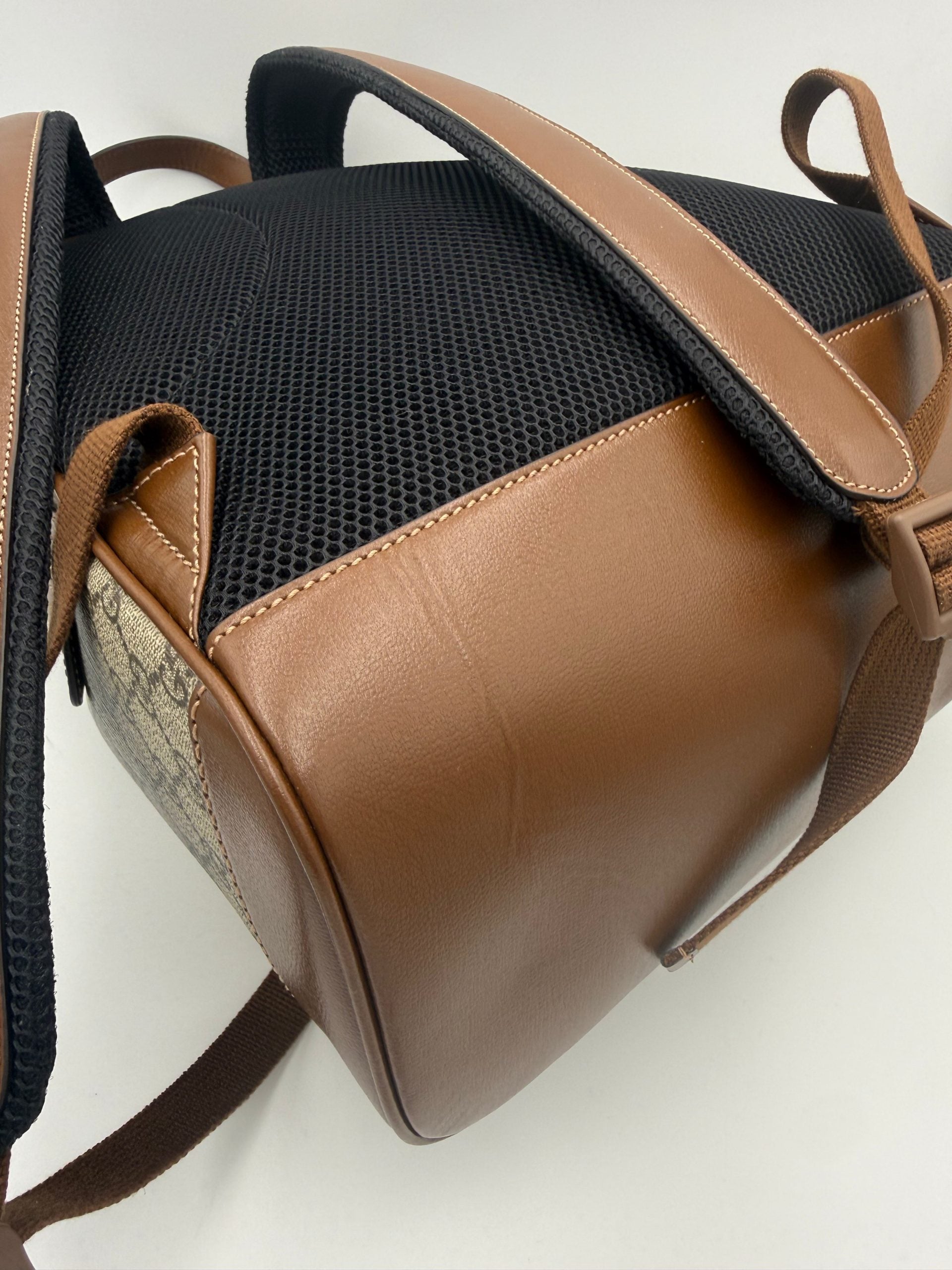 Gucci GG Supreme and Leather Backpack