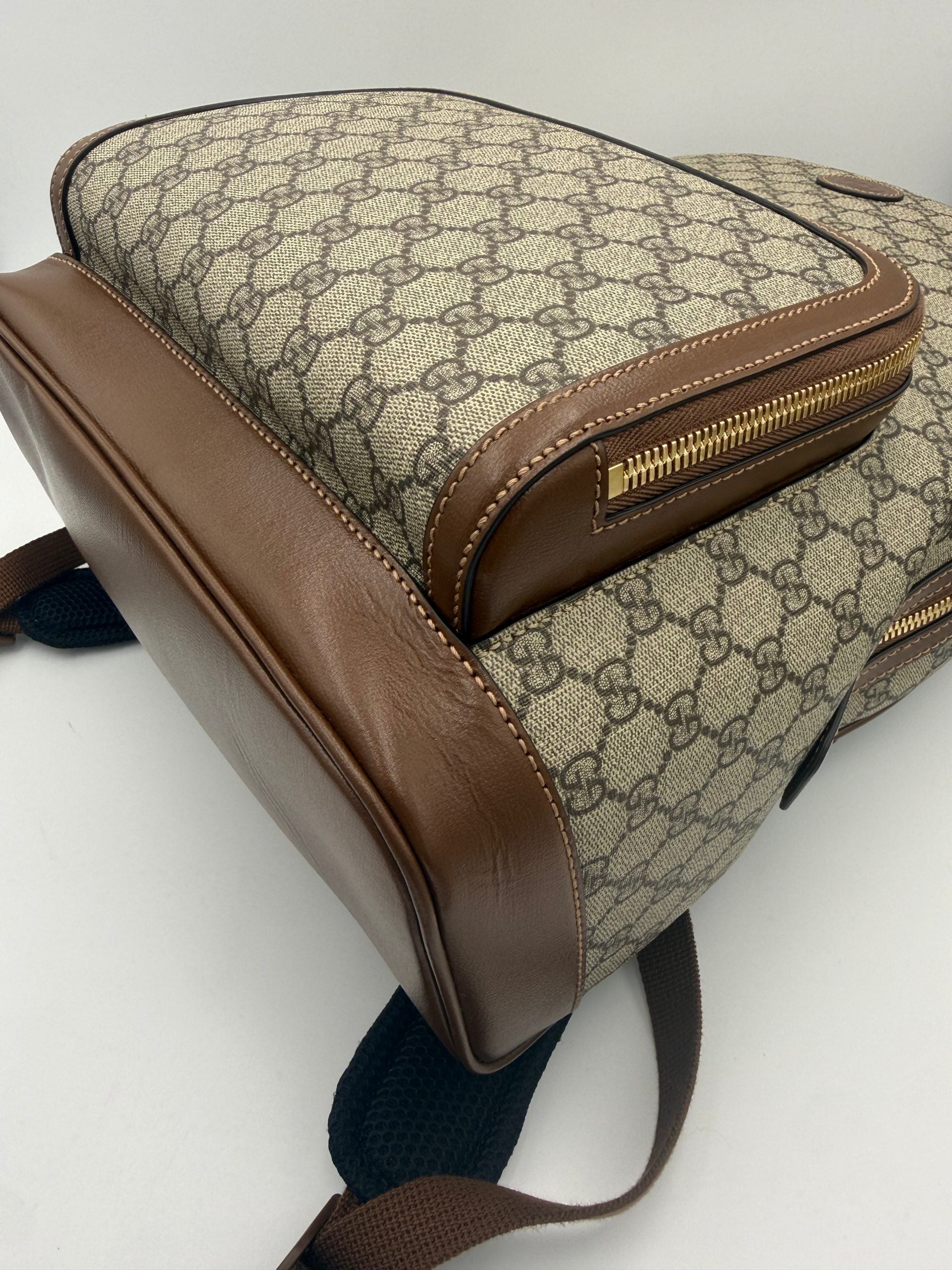 Gucci GG Supreme and Leather Backpack