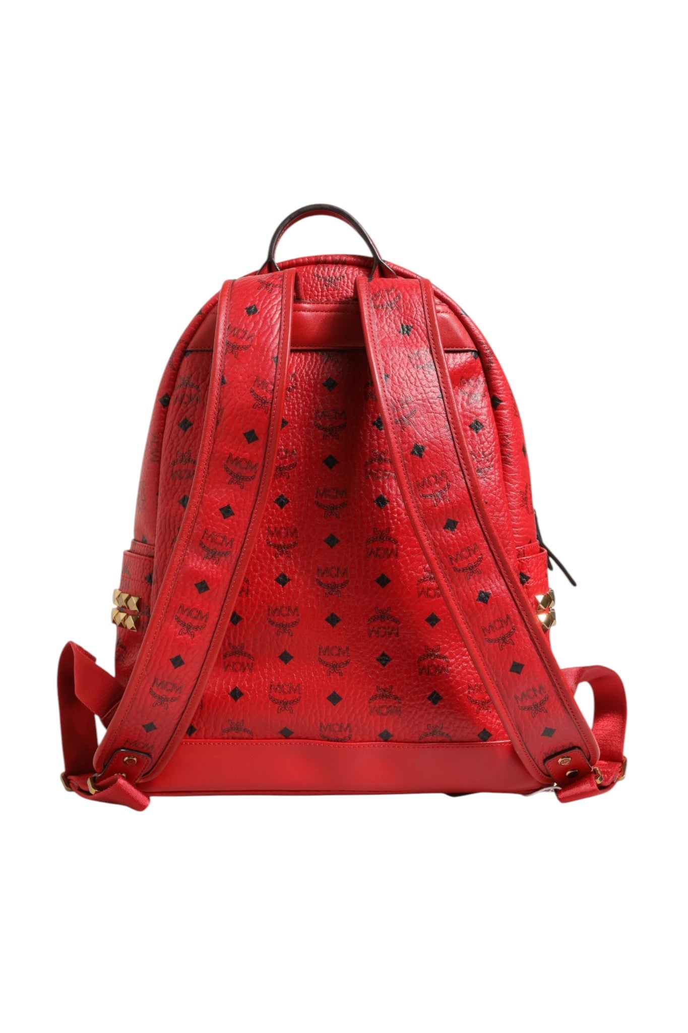 MCM Medium Stark Studded Visetos Backpack - Red